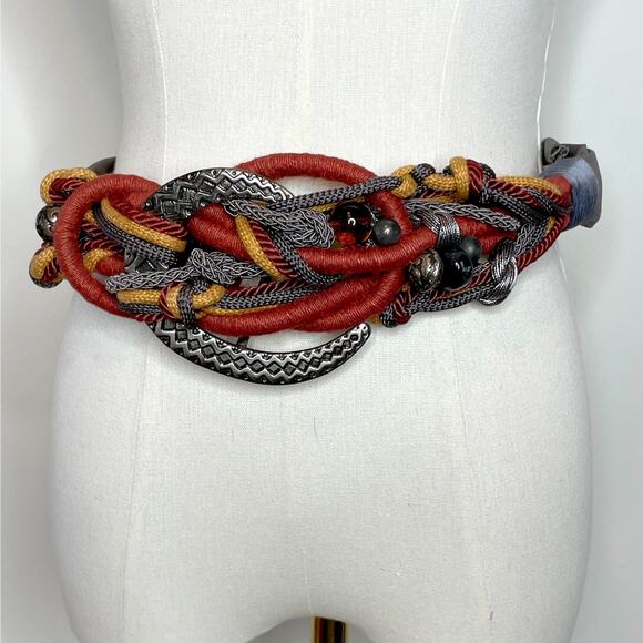Rare Vintage 80s Carolyn Tanner Artsy Avant Garde Eclectic Rope Statement Belt - Picture 1 of 5